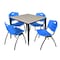 Regency Kahlo Square Table & Chair Sets, 36 W, 36 L, 29 H, Wood, Metal, Plastic Top, Maple TPL3636PLBK47BE - alternate 1